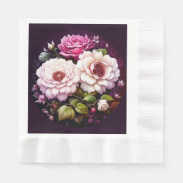 Guardanapo De Papel Flores em Aquarela Rosa e Roxo