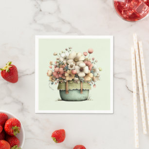 Guardanapo De Papel Flores em um Vaso Aconchegante Shabby Fofo