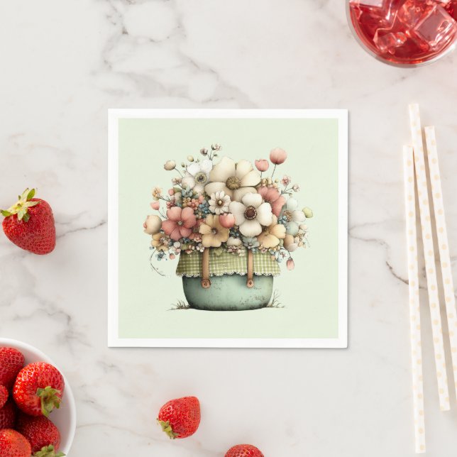 Guardanapo De Papel Flores em um Vaso Aconchegante Shabby Fofo (Insitu)