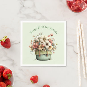 Guardanapo De Papel Flores em um Vaso Aconchegante Shabby Fofo Anivers
