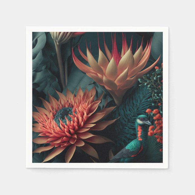 Guardanapo De Papel Flores Exóticas. (Frente)