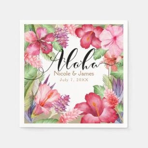 Guardanapo De Papel Flores Exóticas Tropicais Elegante Aloha Havaiano