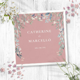 Guardanapo De Papel Flores Florais Cascata Dusty Rosa Pink Casamento