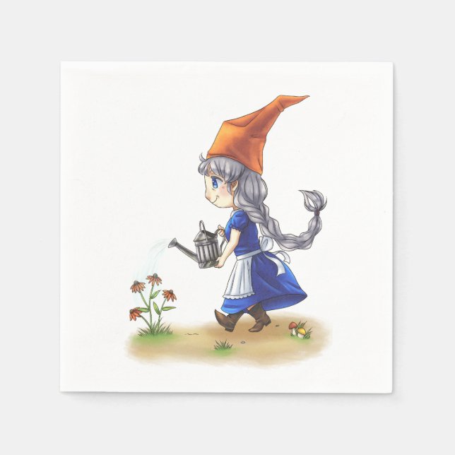 Guardanapo De Papel Flores Gnome Gnomo (Frente)