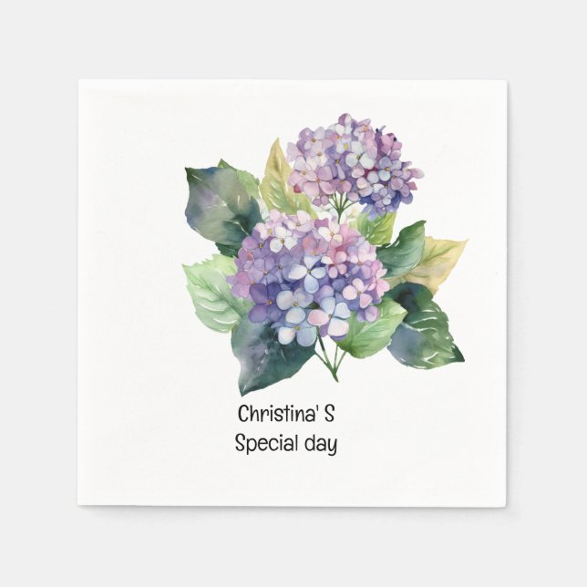 Guardanapo De Papel Flores Hydrangea flora florista amante aquarela (Frente)