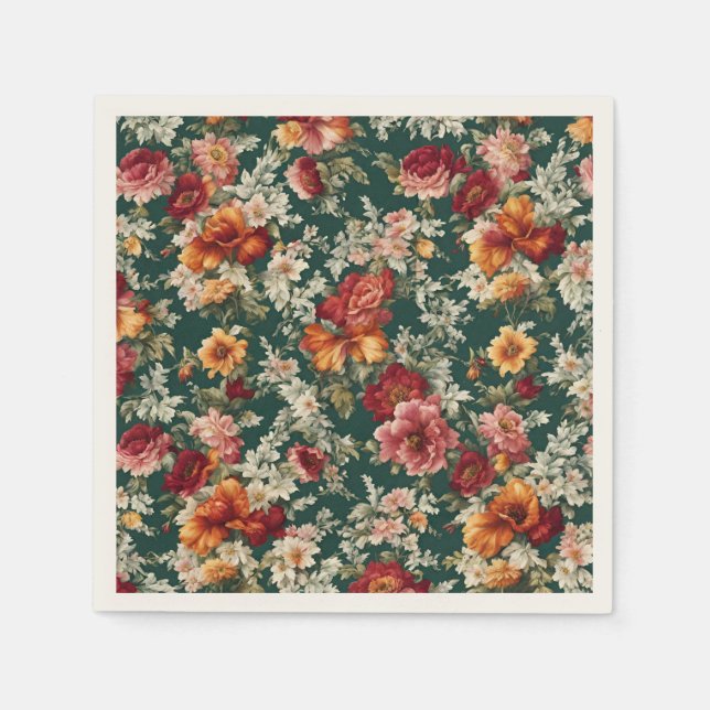 Guardanapo De Papel Flores italianas refinadas e deliciosas com vegeta (Frente)