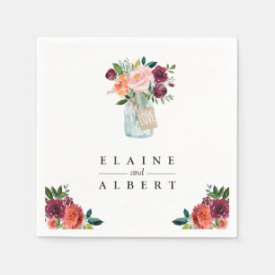 Guardanapo De Papel Flores Laranja Burgundy Papel de Casamento Mason J