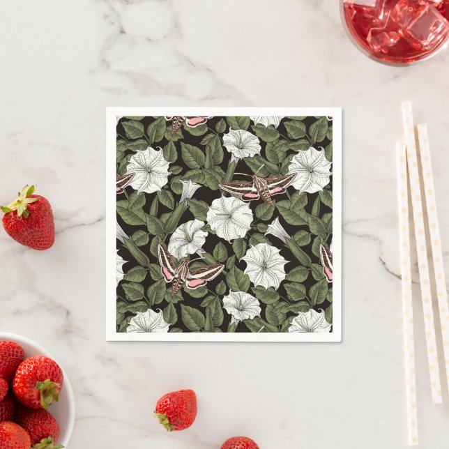 Guardanapo De Papel Flores-lua e mariposas esfinas (Insitu)