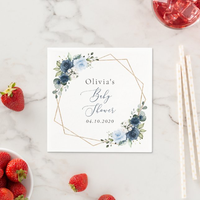 Guardanapo De Papel Flores marinhos, Flores Azuis, Verde, Chá de frald (Insitu)