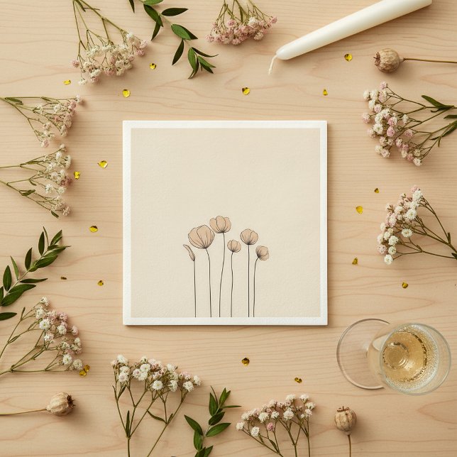 Guardanapo De Papel Flores modernas Napkins (Flat design modern flowers Napkins.)