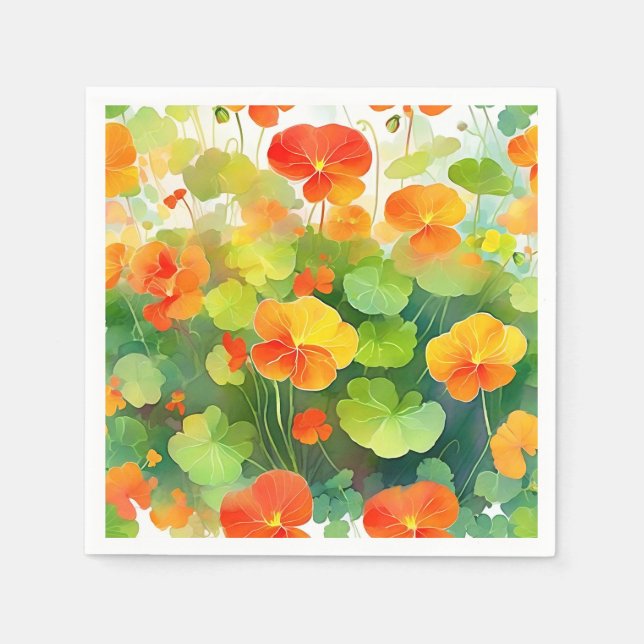 Guardanapo De Papel Flores Nasturtium Vibrantes (Frente)