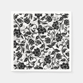 Guardanapo De Papel Flores Negras e Cinzas