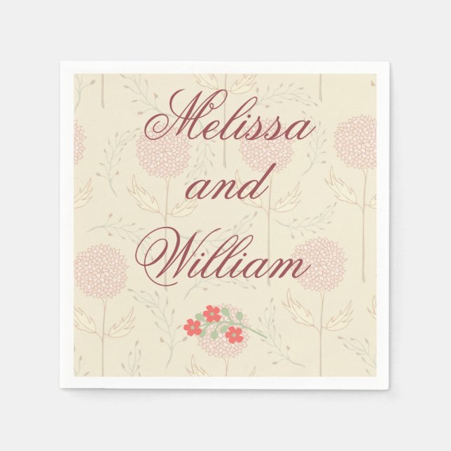 Guardanapo De Papel Flores para casamentos vermelhas (Frente)