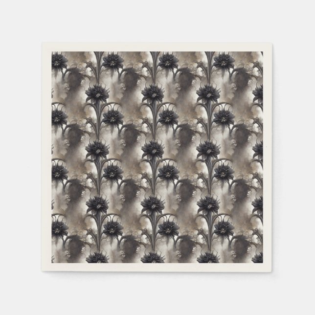 Guardanapo De Papel Flores Pretas do Estilo Gótico (Frente)