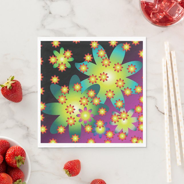 Guardanapo De Papel Flores Retro Coloridas (Criador carregado)