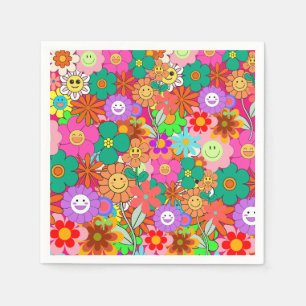 Guardanapo De Papel Flores Retro Groovy Boho Hippie