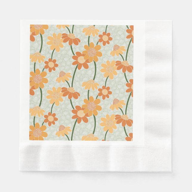 Guardanapo De Papel Flores retrorreflectoras bonito mudas na década de (Frente)