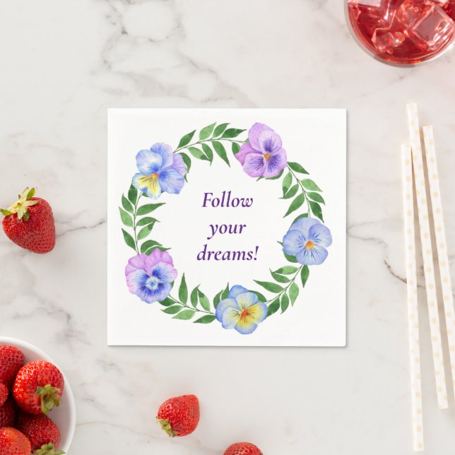 Guardanapo De Papel Flores Românticas de Aquarela Bonitas Aniversário  (Insitu)