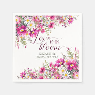 Guardanapo De Papel Flores Rosa Brilhante em Aquarela O Amor Está em F