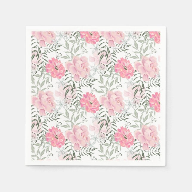Guardanapo De Papel Flores rosa cor-de-rosa (Frente)