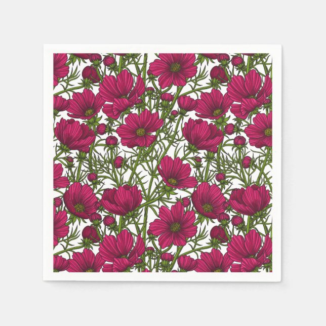 Guardanapo De Papel Flores rosa Cosmos (Frente)