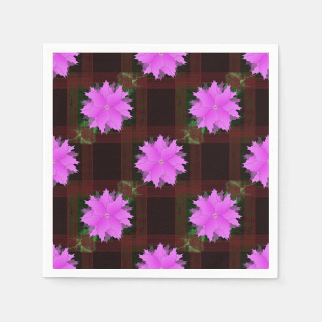 Guardanapo De Papel Flores rosa e células vermelhas. Papel Napkin (Frente)