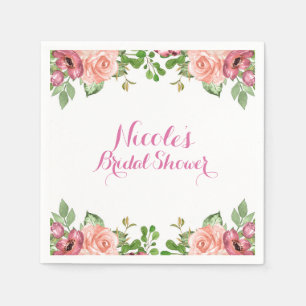 Guardanapo De Papel Flores Rosa Marsala Chá de panela Floral Elegante