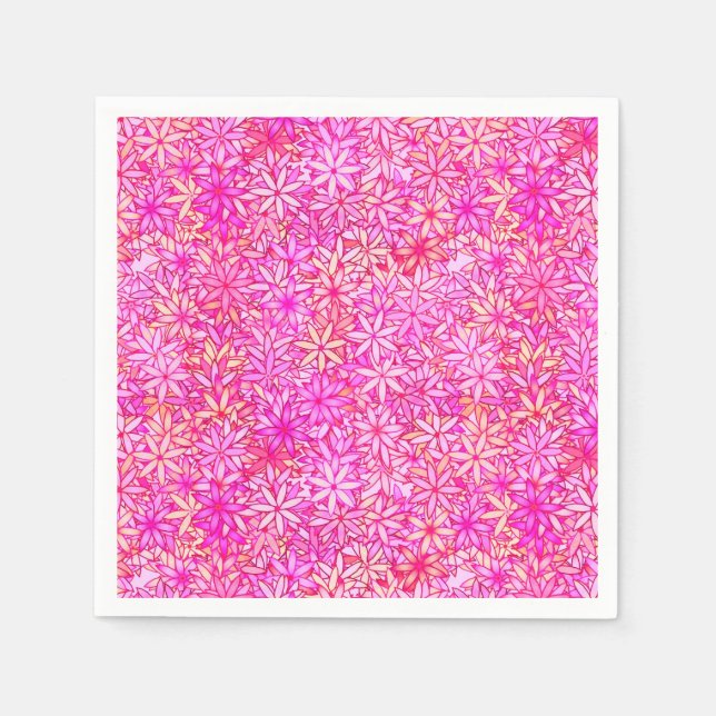 Guardanapo De Papel flores rosa, pêssego, orquídea e coral (Frente)