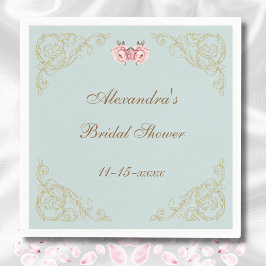 Guardanapo De Papel Flores Rosa Rococo Vintage Chá de panela