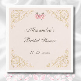 Guardanapo De Papel Flores Rosa Rococo Vintage Chá de panela