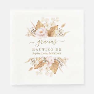 Guardanapo De Papel Flores Rosa-Rosa-Pampas-Aquarelas Bautizo