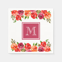 Flores Rosa Vermelho Laranja Monogramadas