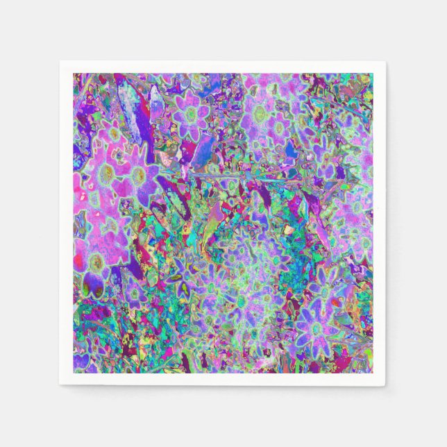 Guardanapo De Papel Flores roxas e cor-de-Abstrato Trippy (Frente)