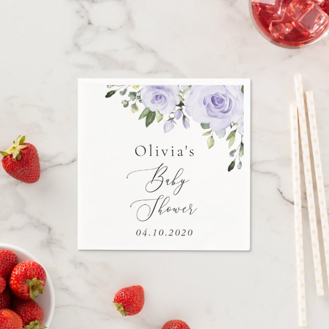 Guardanapo De Papel Flores Roxas, Flores Lilás, Boho, Chá de fraldas (Insitu)