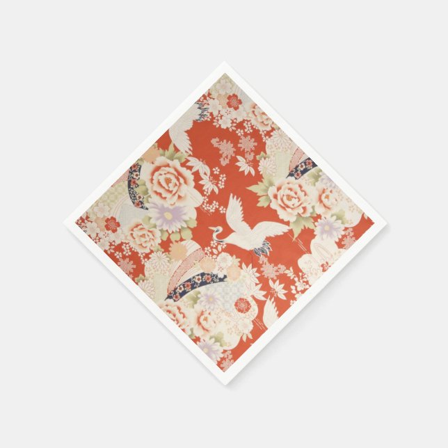 Guardanapo De Papel Flores Sakura do Padrão Crane Kimono, japonês (Canto)