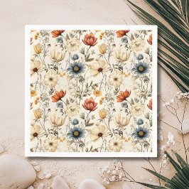 Guardanapo De Papel Flores Secas Selvagens Antigas Terracota Naval