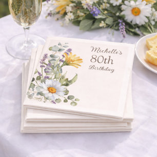 Guardanapo De Papel Flores Selvagens Amarelas Margaridas Brancas 80º A