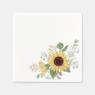 Guardanapo De Papel Flores selvagens bonito com girassol e margarida