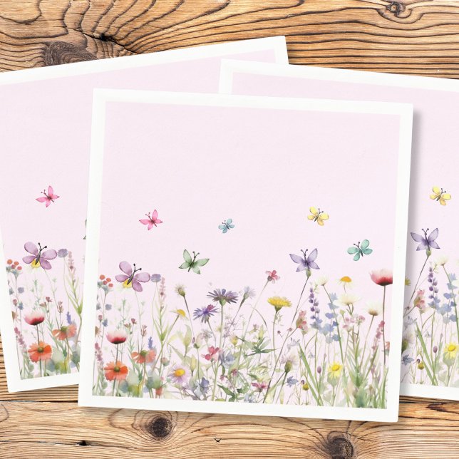 Guardanapo De Papel Flores Selvagens Borboletas Papel Napkin (Criador carregado)