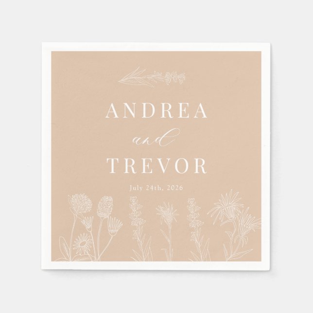 Guardanapo De Papel Flores Selvagens Brancas | Boho Chic Wedding (Frente)