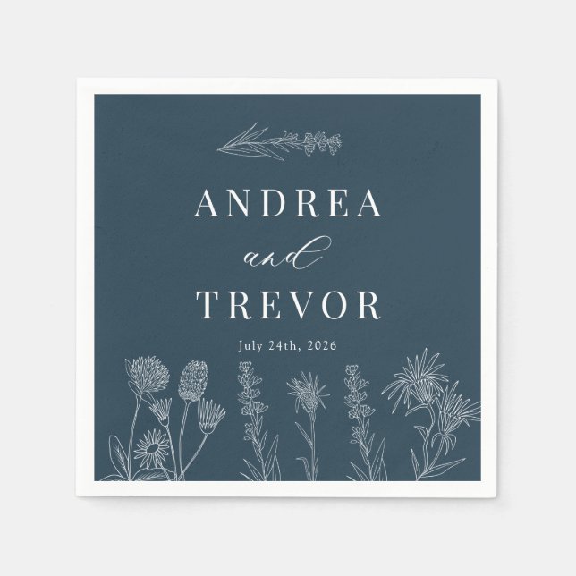 Guardanapo De Papel Flores Selvagens Brancas | Boho Chic Wedding (Frente)