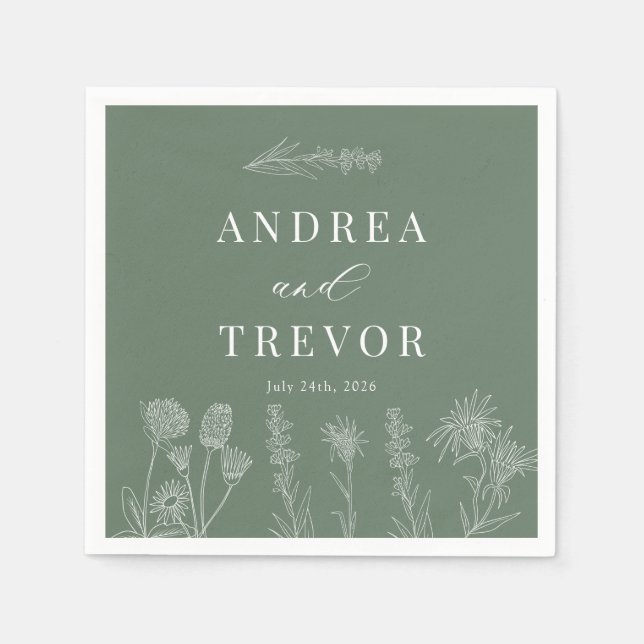 Guardanapo De Papel Flores Selvagens Brancas | Boho Chic Wedding (Frente)