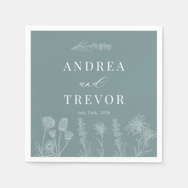 Guardanapo De Papel Flores Selvagens Brancas | Boho Chic Wedding (Frente)