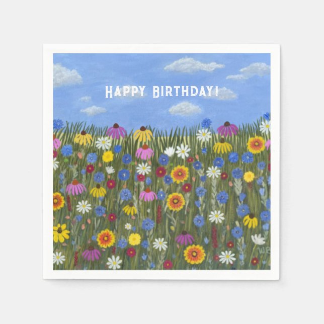 Guardanapo De Papel Flores selvagens com margaridas (Frente)