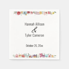 Guardanapo De Papel Flores Selvagens de Cores-d'Água Multicoloridas Pe