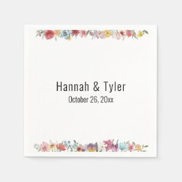 Guardanapo De Papel Flores Selvagens de Cores-d'Água Multicoloridas Pe