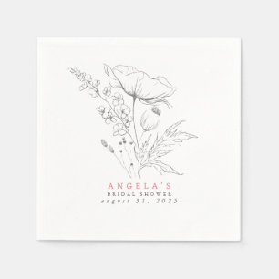 Guardanapo De Papel Flores Selvagens Desenhadas à Mão Elegantes Minima