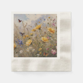 Guardanapo De Papel Flores selvagens e Borboletas Papel Nápoles
