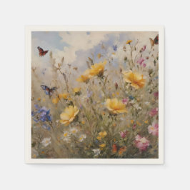 Guardanapo De Papel Flores selvagens e Borboletas Papel Nápoles