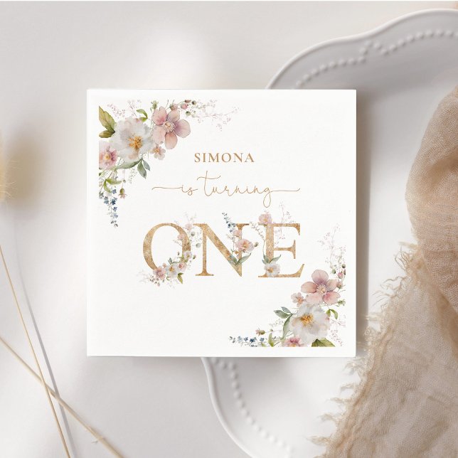 Guardanapo De Papel Flores selvagens no primeiro aniversário Selvagem  (Criador carregado)